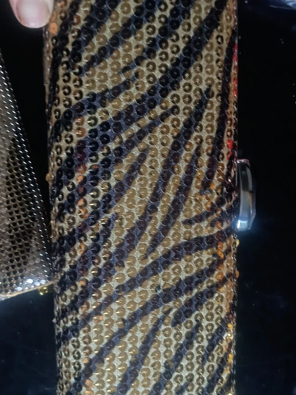 Gold and Black Metallic Tiger-Print Evening Clutch